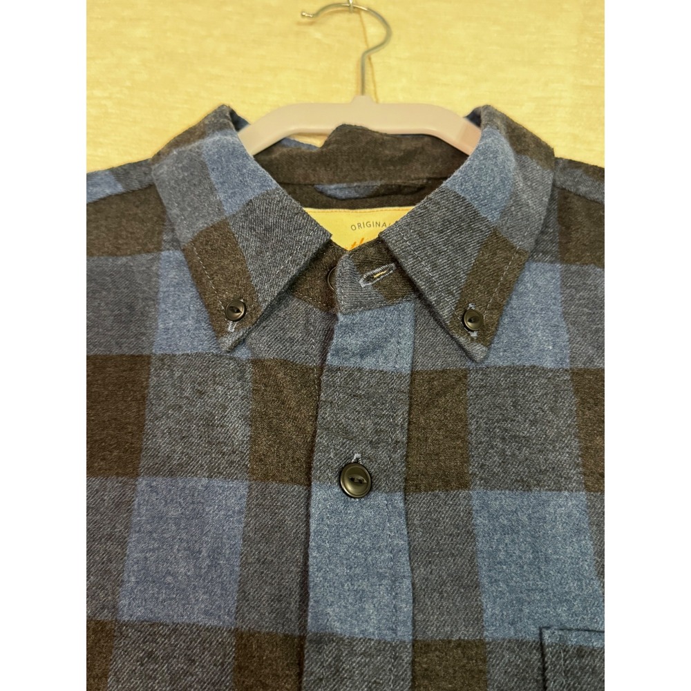 Weatherproof Vintage Mens Blue Black Buffalo Plaid Flannel Shirt Medium M - Picture 4 of 10